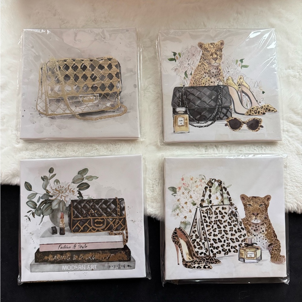 Chic Animal Print Fashion Canvas Art Set